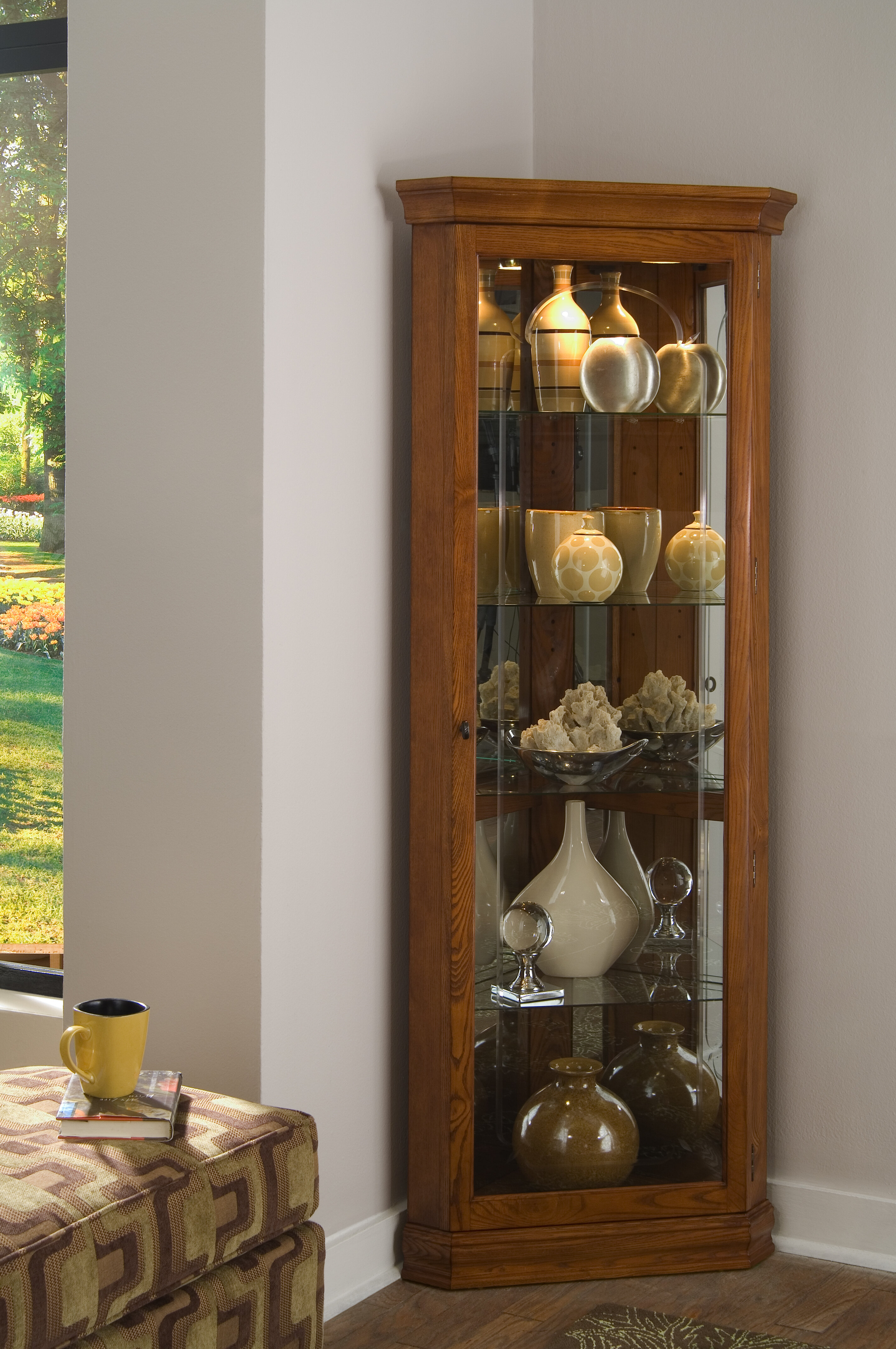 Nancy Lighted Corner Curio Cabinet Reviews Birch Lane