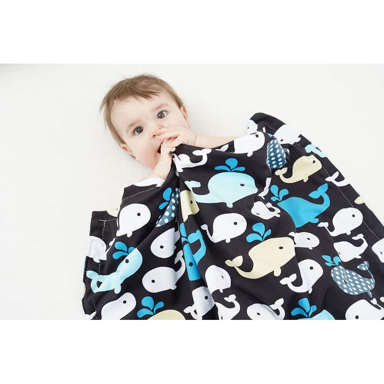 Crib with Gift Box Receiving with Premium Dotted Backing Whale Printed Newborns Upgrade Soft Minky Baby Blanket Unisex for Stroller 30x40 