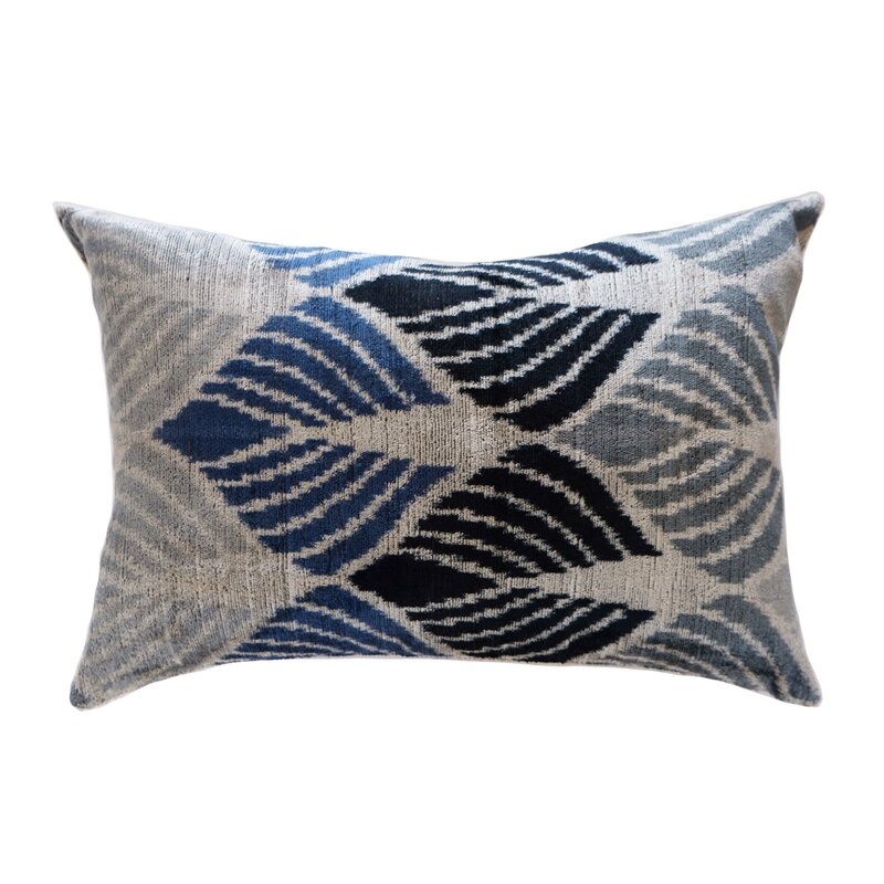 blue ikat lumbar pillow