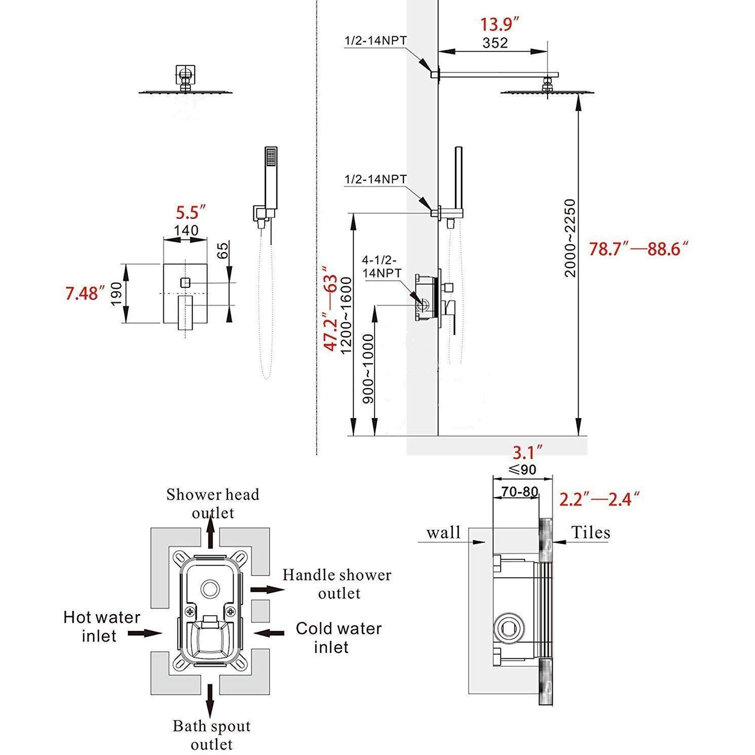 Rainfall Volume Control Complete Shower System With Rough In Valve - Delta 1600 series parts diagram