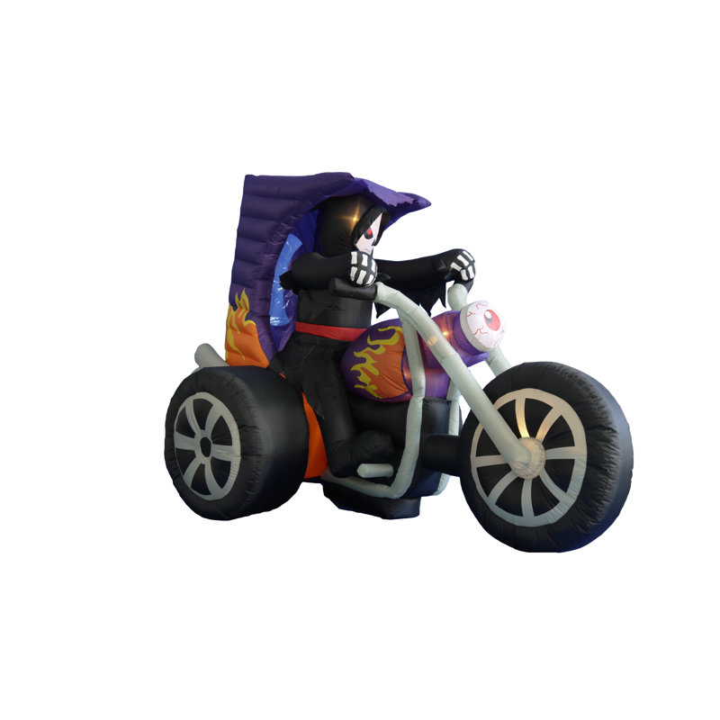 The Holiday Aisle Halloween Inflatable Skeleton On Motorcycle