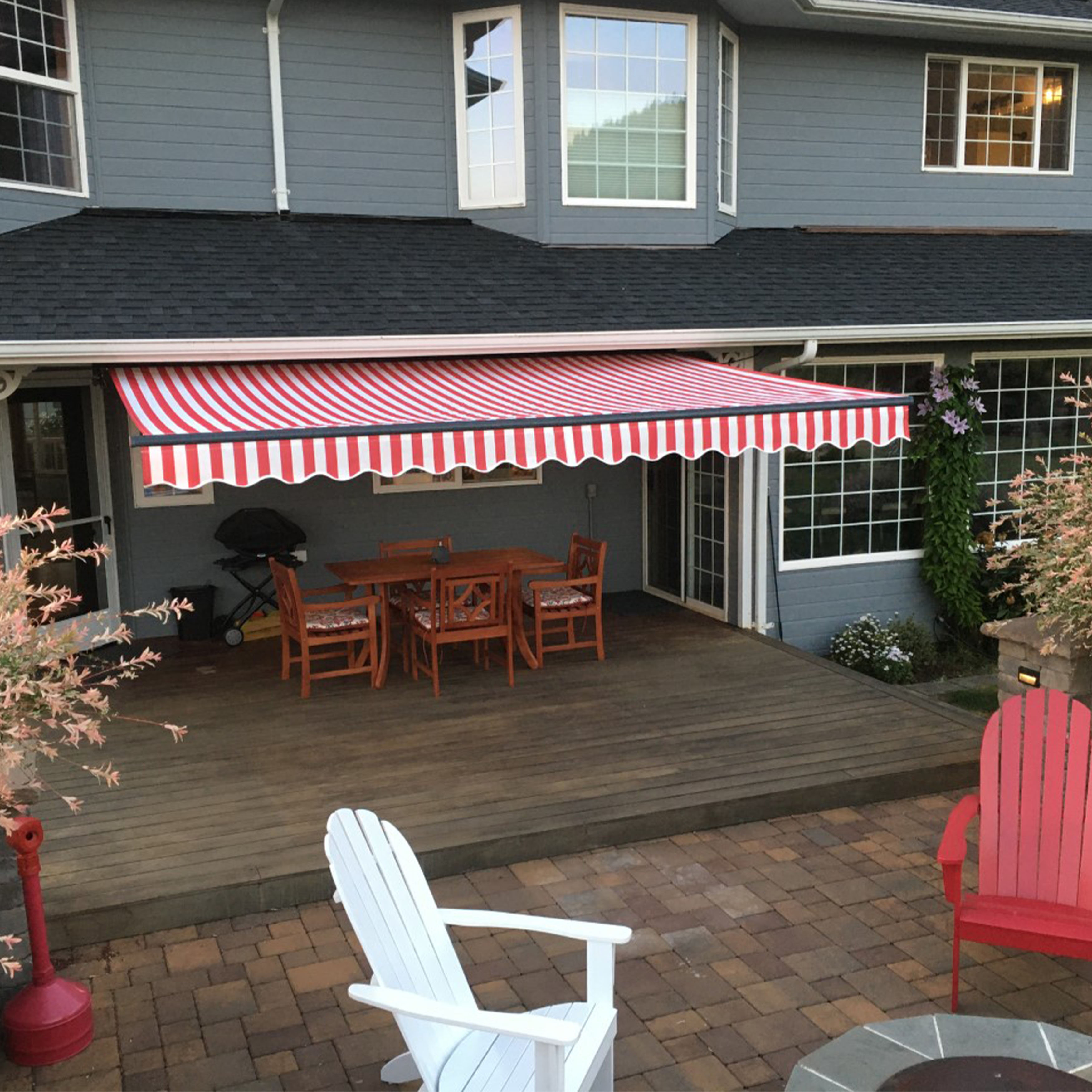 Aleko Fabric Retractable Standard Patio Awning Reviews Wayfair