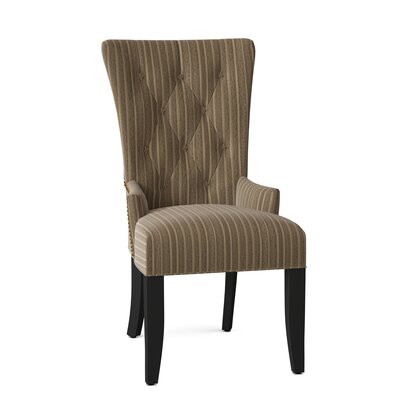 Tufted Upholstered Arm Chair Hekman Body Fabric: 5611-892, Leg Color: Black Satin, Nailhead Color: Dark Nickel