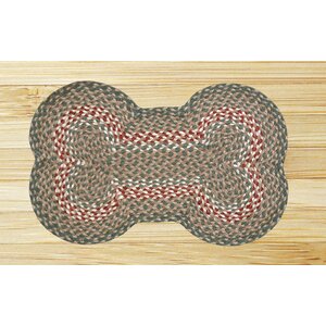 Green/Burgundy Dog Bone Shaped Rug