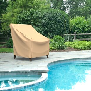 Medium Patio Covers with Click-Close Straps Beige High Back Chair Patio Cover Heavy Duty Waterproof Dining Patio Chair Cover