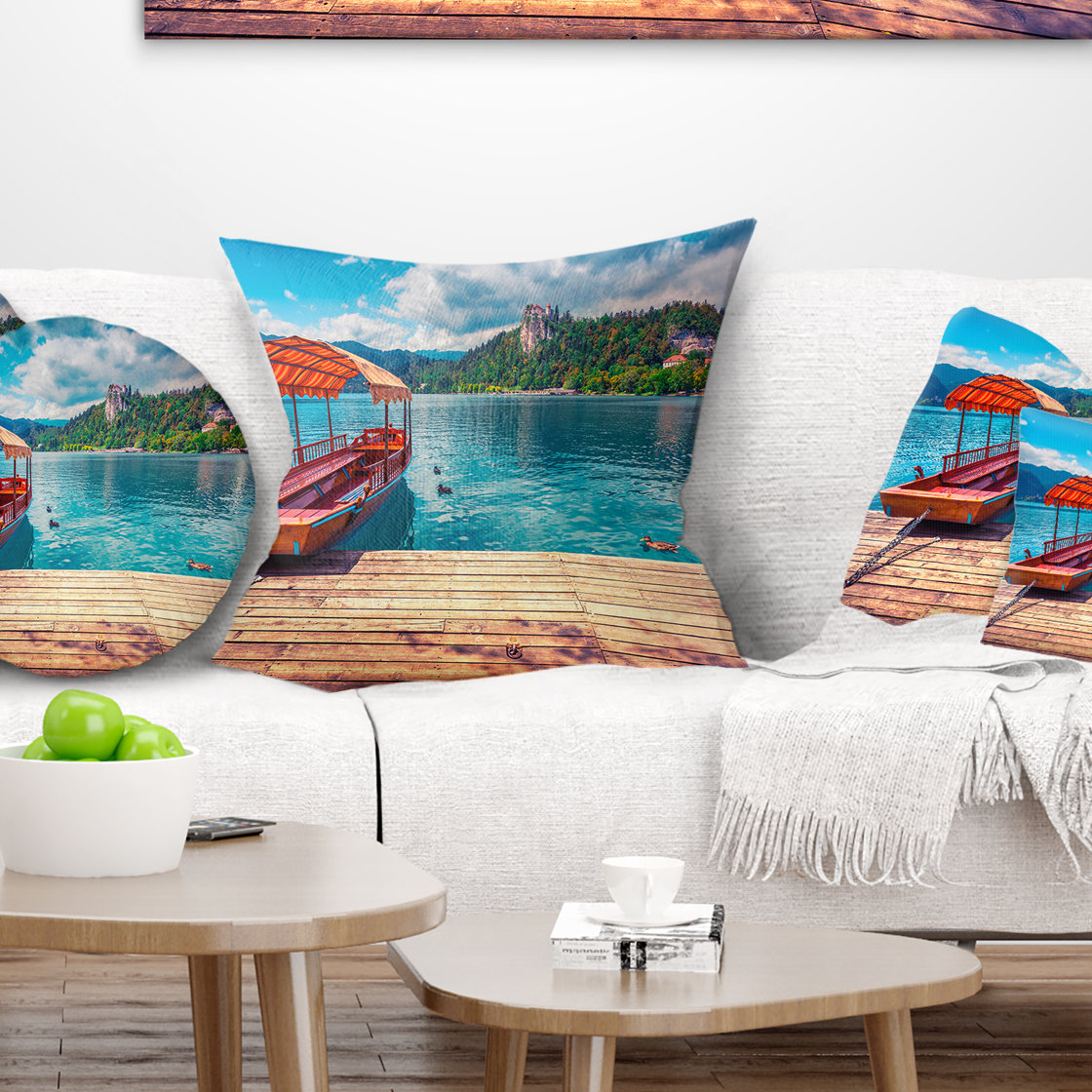 East Urban Home Printed Boat In Lake Bled In Julian Alps Pillow Wayfair