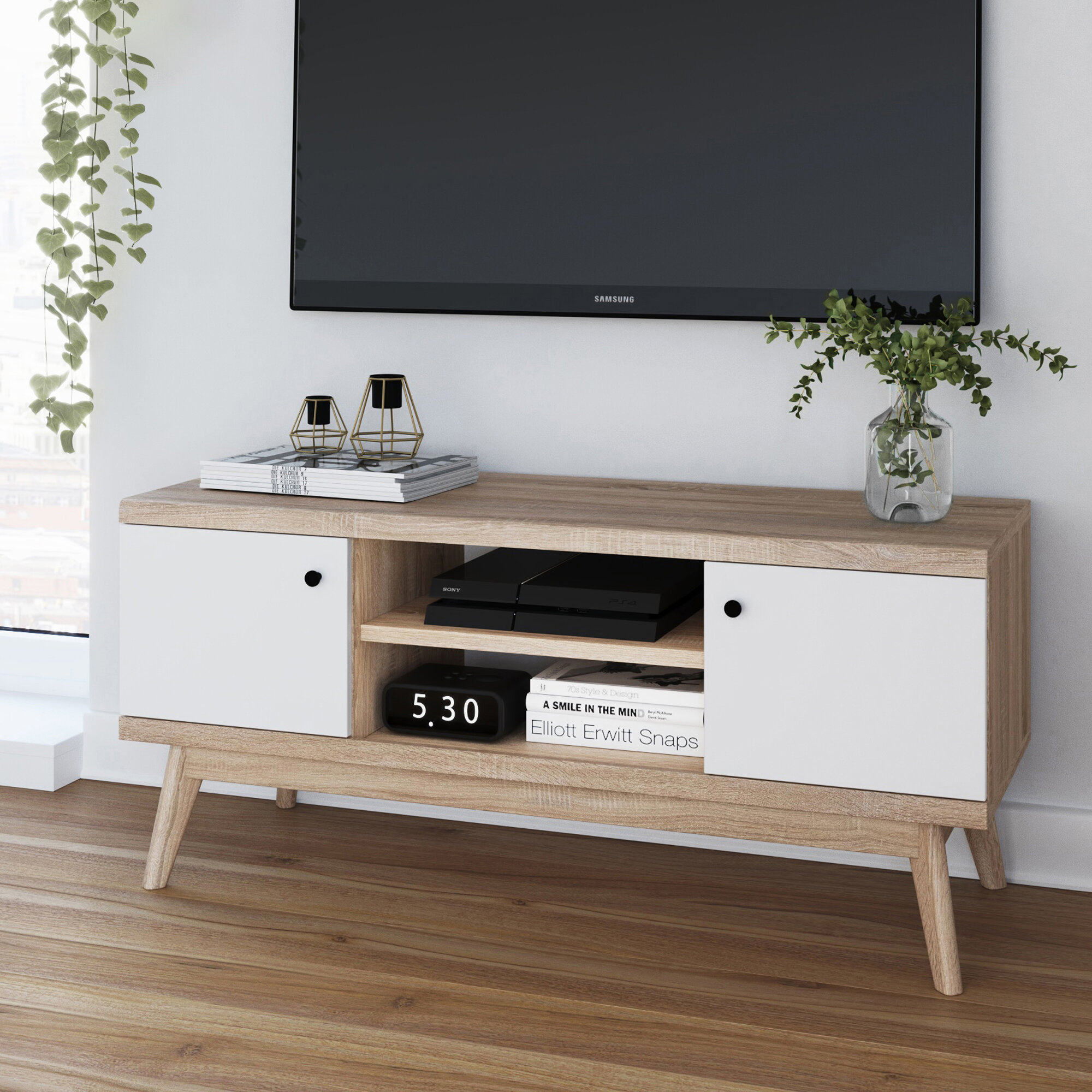Wrought Studio Cockfosters Enclosed Storage Tv Stand For Tvs Up To