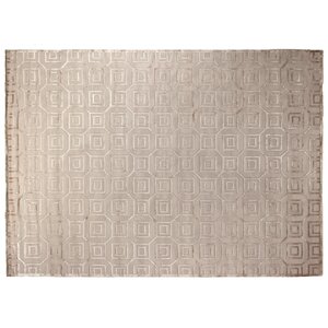 Hand-Knotted Wool/Silk Silver Area Rug