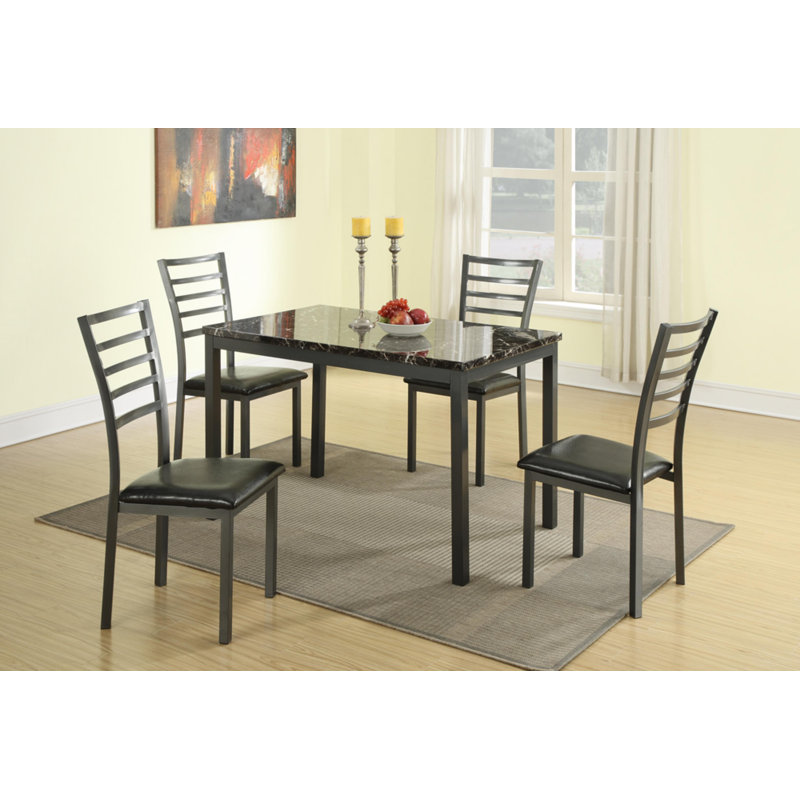 Ebern Designs Modish Feast 5 Pieces Dining Set In Black And Grey Ebern Designs Modish Feast 5 Pieces