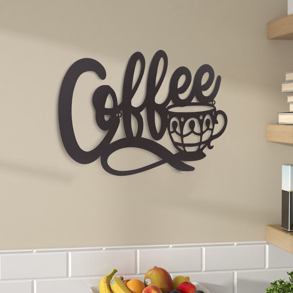 Restaurant Coffee Shop Kitchen Coffee Decorations Coffee Signs Coffee Cup Wall Decor Black Coffee Cup Silhouette Large Metal Signs Bar Wall Art Sculptures Cafe Themed Modern Hanging Wall Art Cup Mug Scrolled Silhouette Decor 13.6 x 12 inch for Home