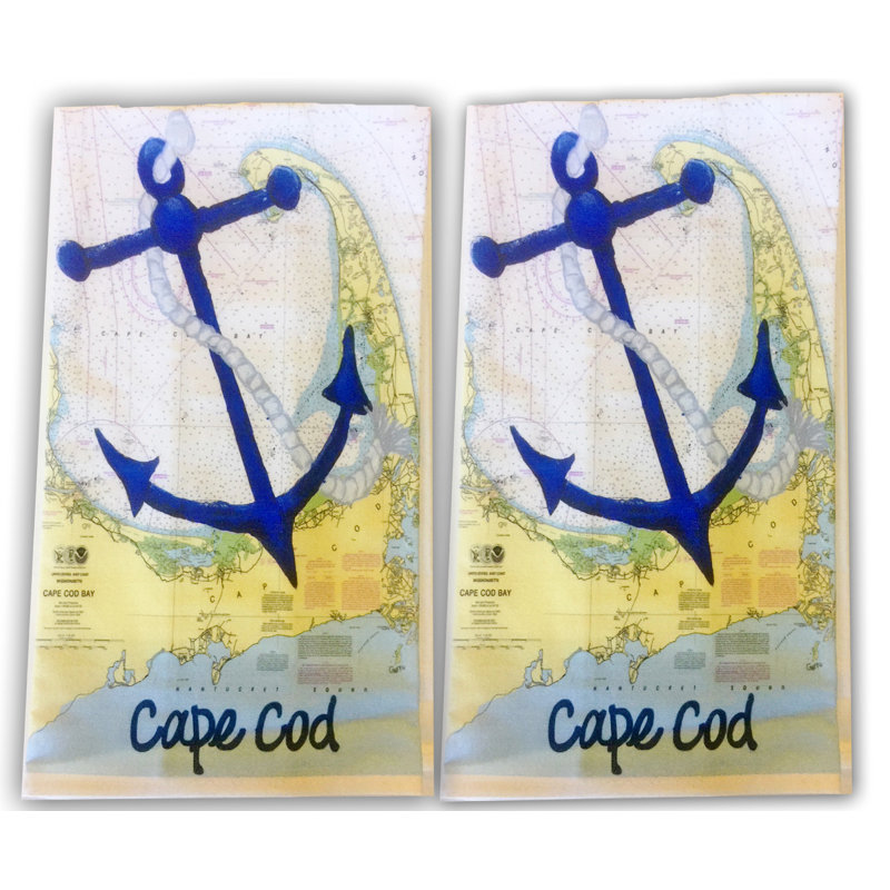 Longshore Tides Anchor On Cape Cod Nautical Chart Flour Sack Tea