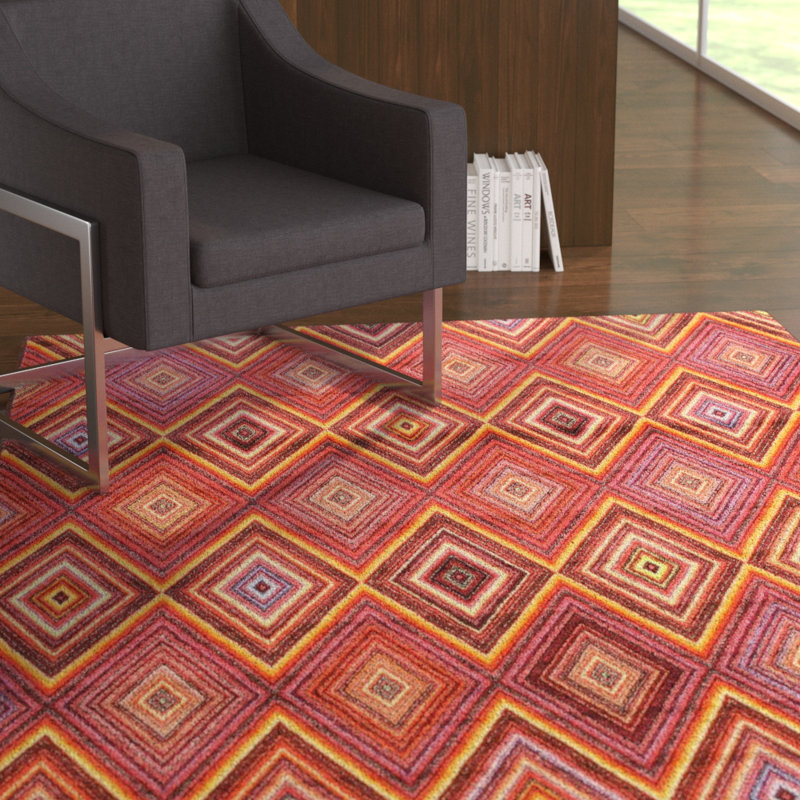 Ebern Designs Dyann Diamond Red Abstract Area Rug Reviews Wayfair Dyann Diamond Red Abstract Area Rug