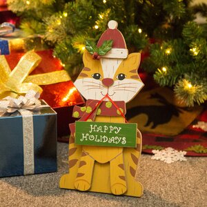 Buy Wooden Christmas Cat Figurine!