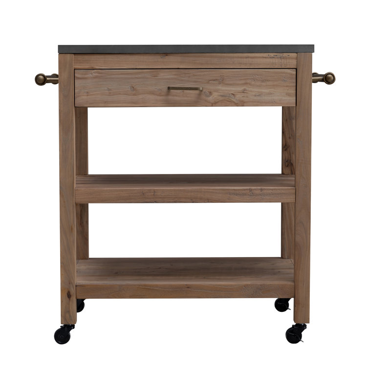 Gracie Oaks Huneycutt Rolling Kitchen Cart Concrete Top Kitchen Island Reviews Wayfair