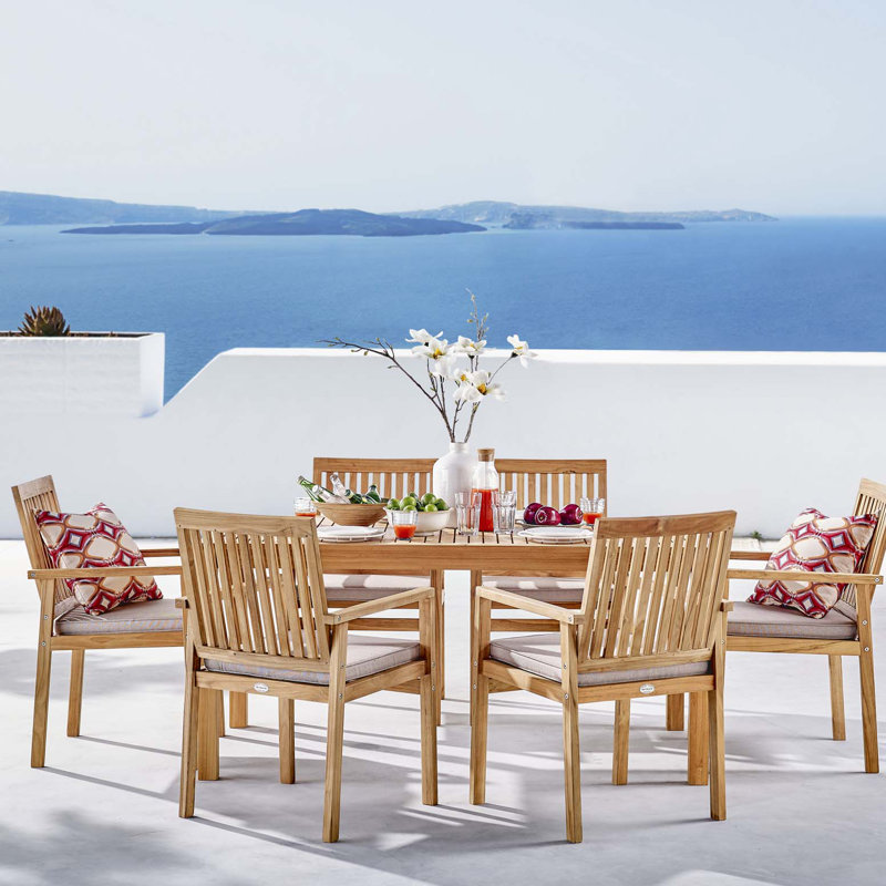 Rosecliff Heights Koa Outdoor Patio 7 Piece Teak Dining Set With Rosecliff Heights Koa Outdoor Patio 7