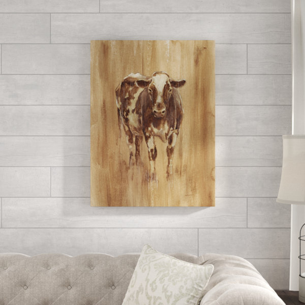 cow painting on wood
