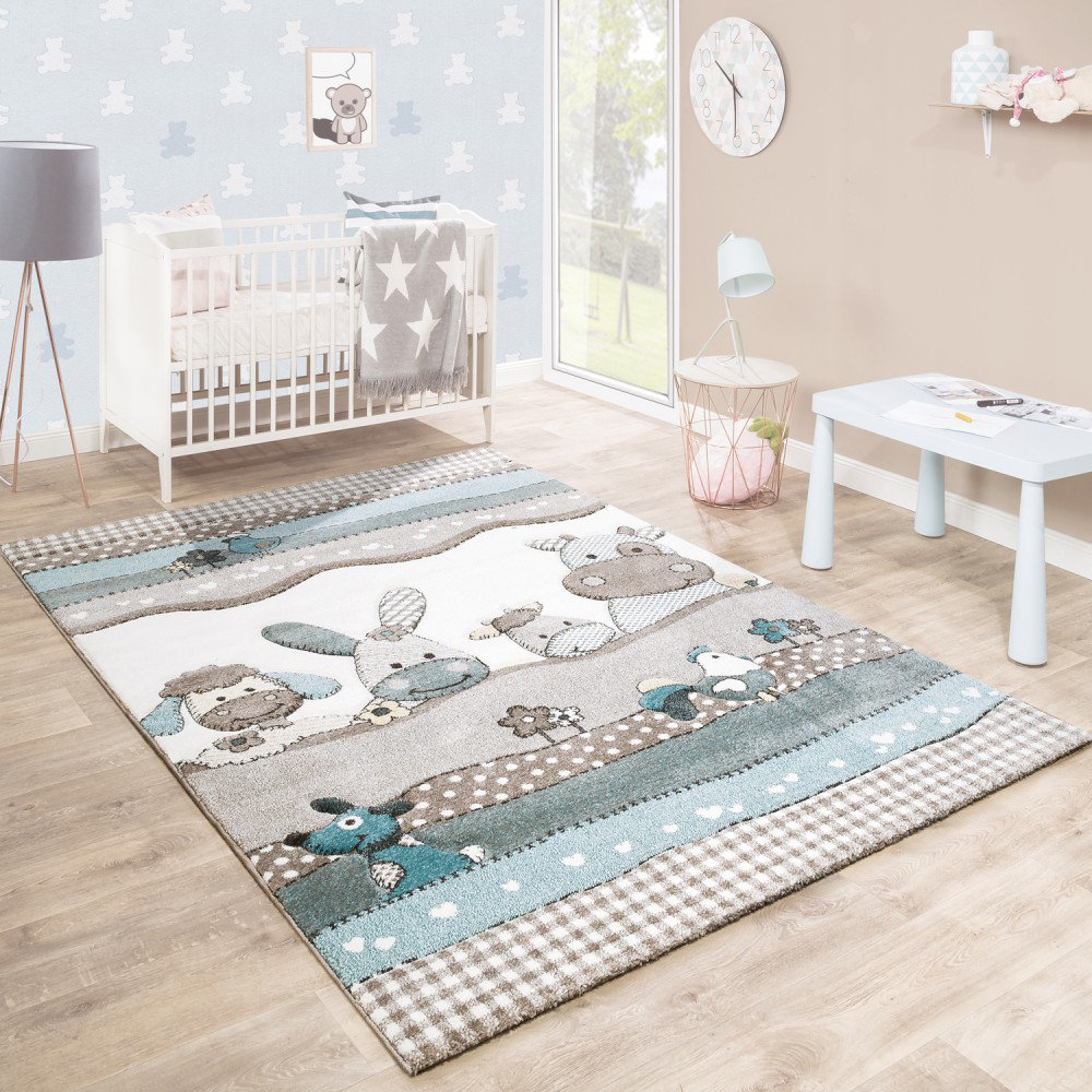 Zoomie Kids Chay Blue/Grey Rug