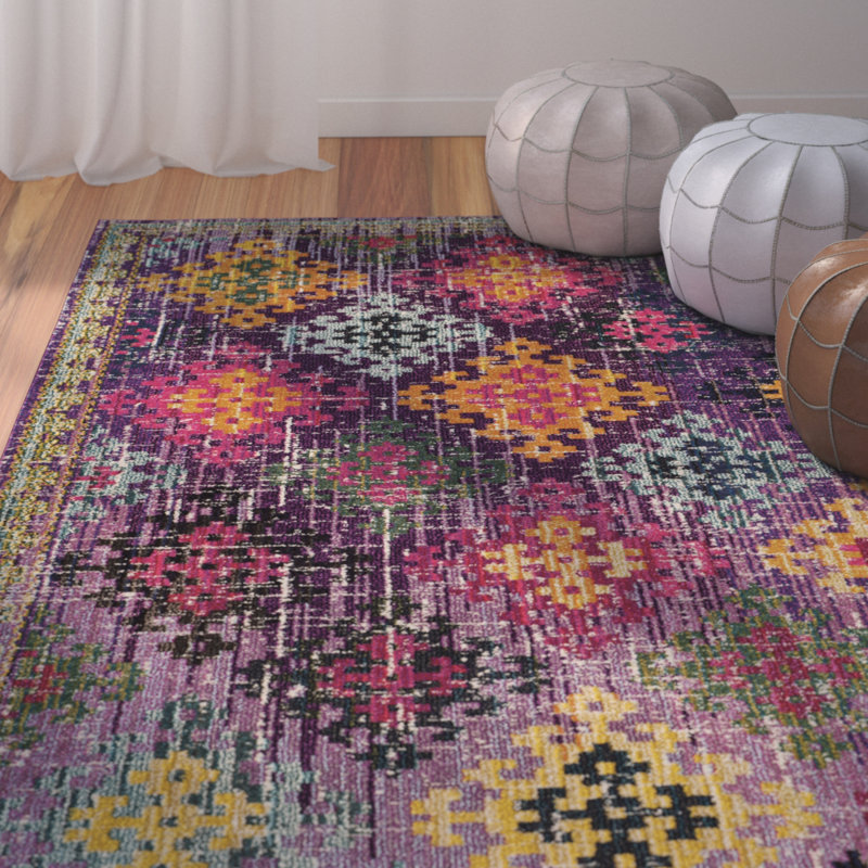 Bungalow Rose Chana Geometric Jute Purple Pink Yellow Area Rug Reviews Wayfair