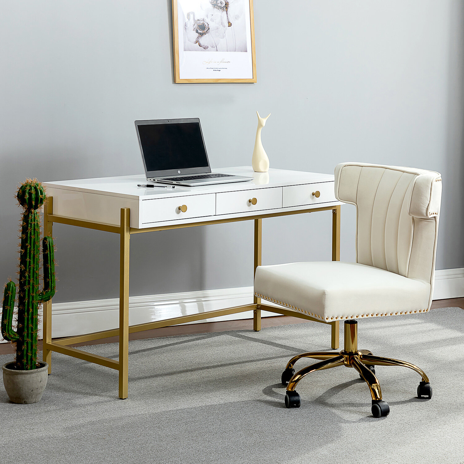 Gold Flamingo Clint Desk And Chair Set Reviews Wayfair