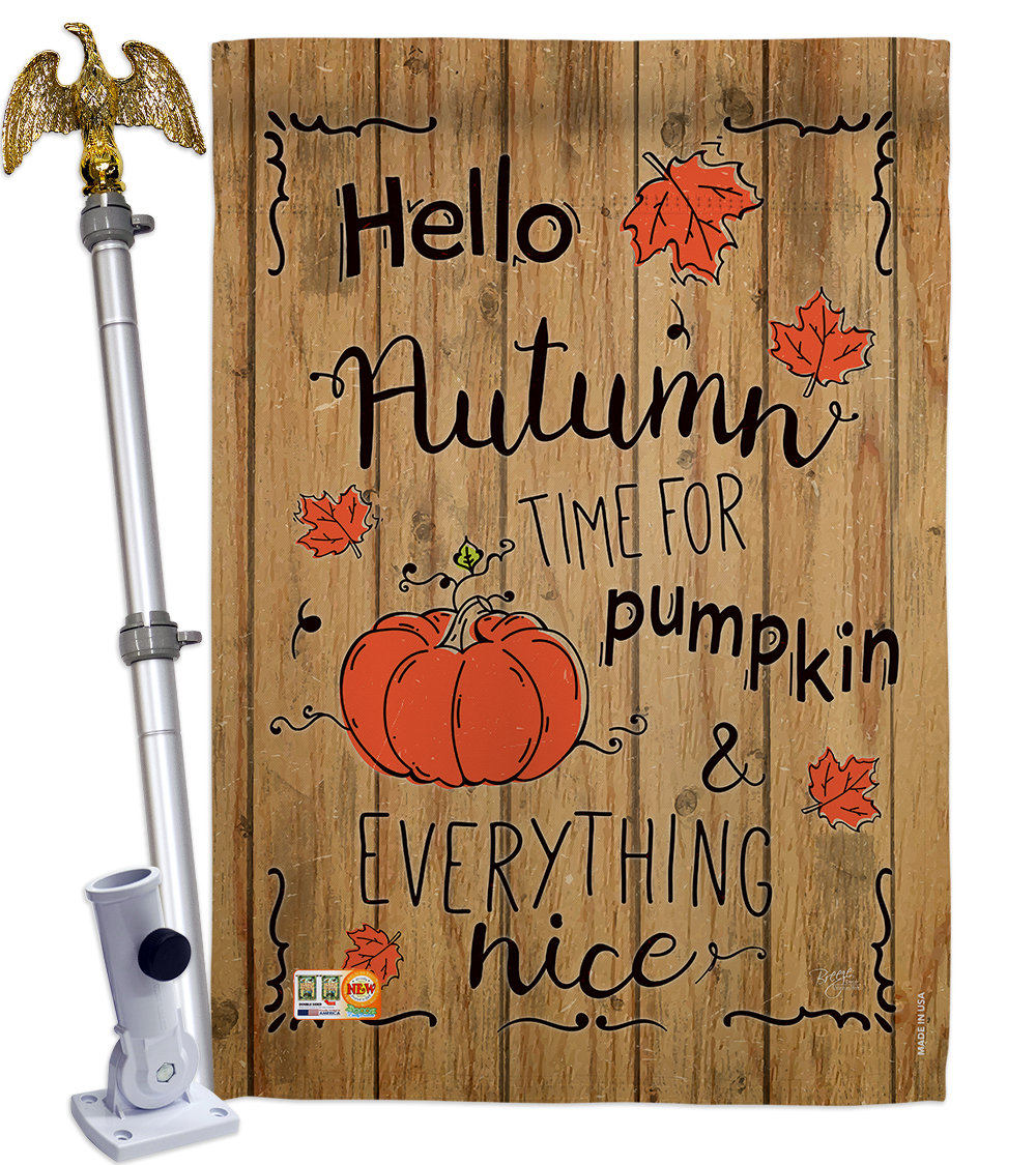 Breeze Decor Hello Autumn Time For Pumpkin 2 Sided Polyester 40 X 28 In Flag Set Wayfair