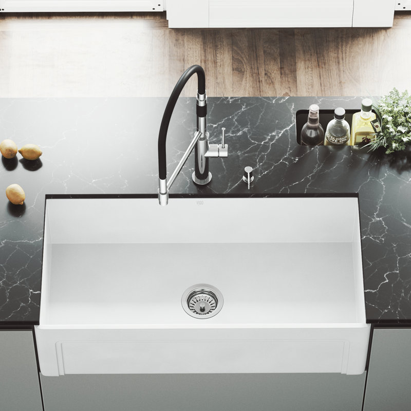 Vigo Matte Stone 36 L X 18 W Farmhouse Kitchen Sink With Faucet