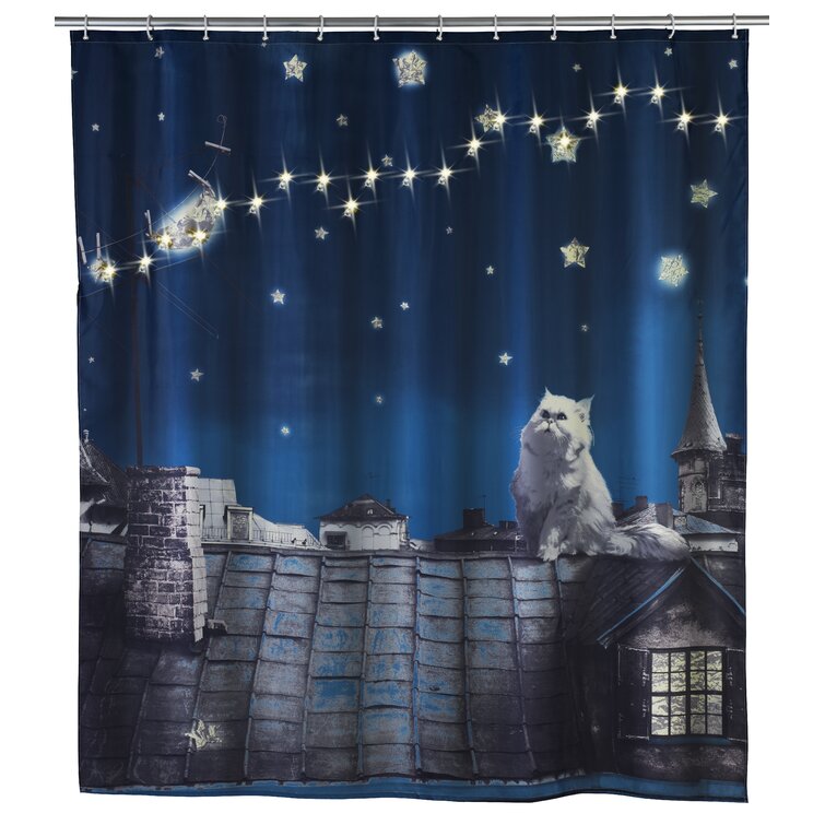 Dia Noche Designs Shower Curtains by Marley Ungaro Cat White Bathroom Accessories
