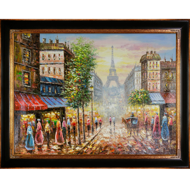 Tori Home Evening View Of The Eiffel Tower Picture Frame Painting On Canvas Wayfair
