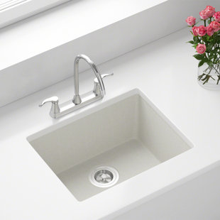 Single White Kitchen Sinks You Ll Love Wayfair Granite Composite 22 L X 17 W Undermount Kitchen Sink With Basket Strainer