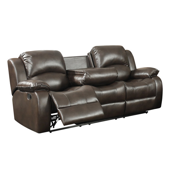 Alcott Hill Carrington Transitional Leather Reclining Sofa With