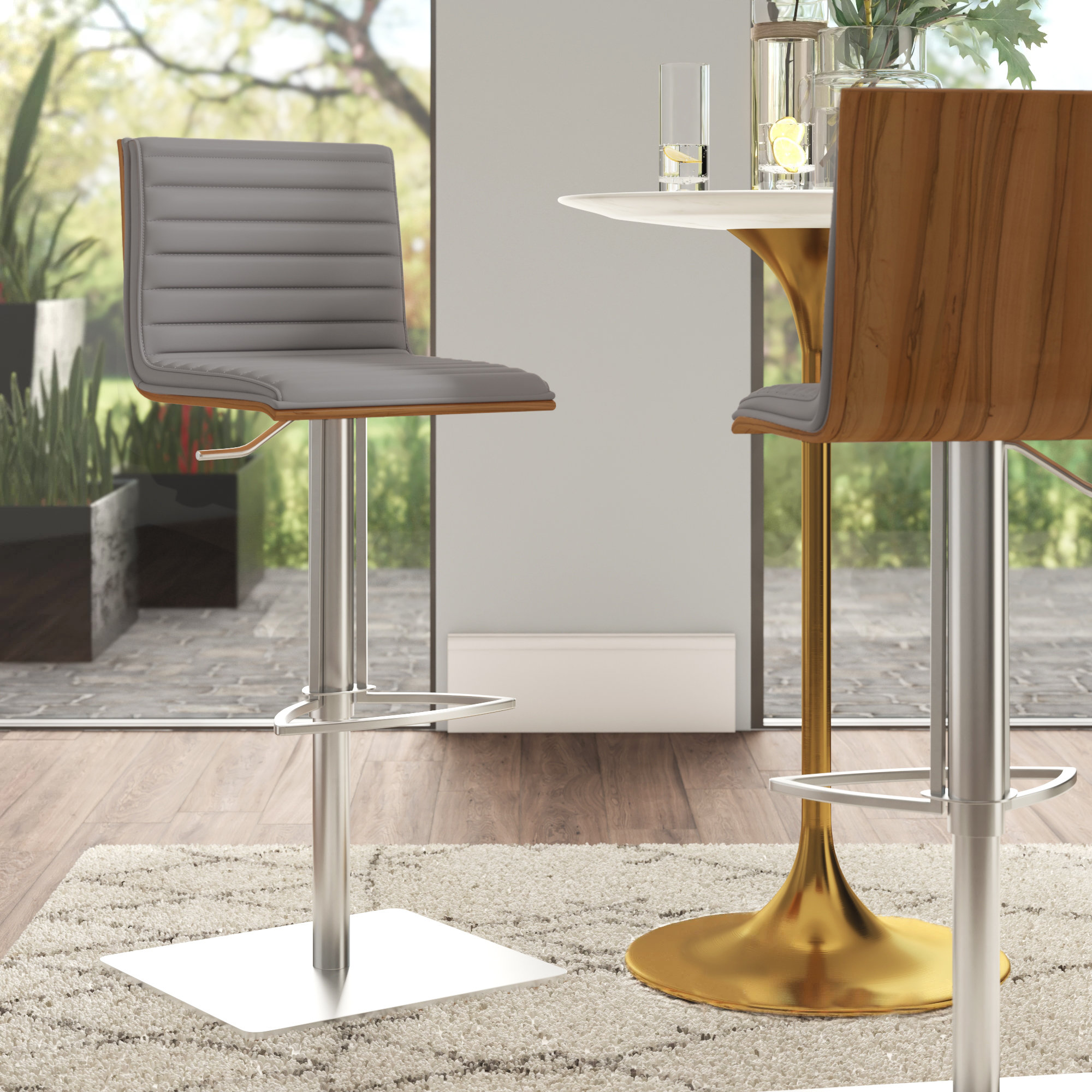 Orren Ellis Glenwhirry Swivel Adjustable Height Bar Stool Reviews Wayfair