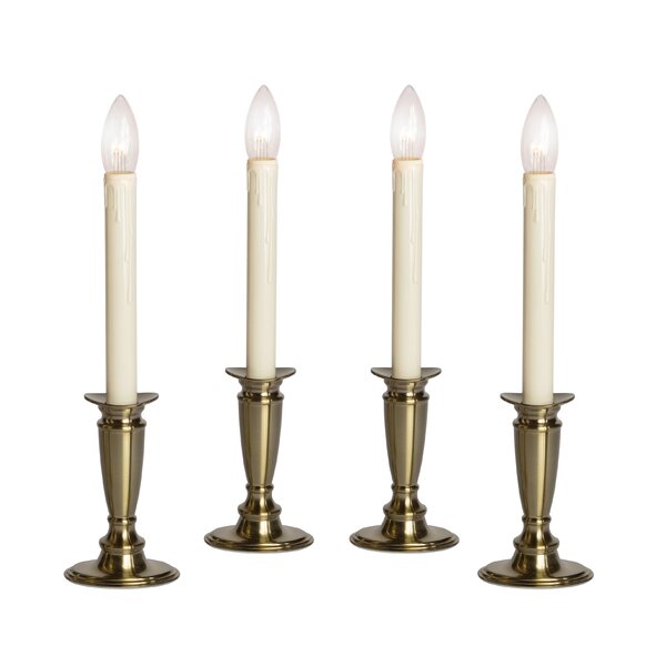 GE Window Candles Pack Of 3 Clear Battery Operated 9”White & Gold-FREE SHIPPING! 