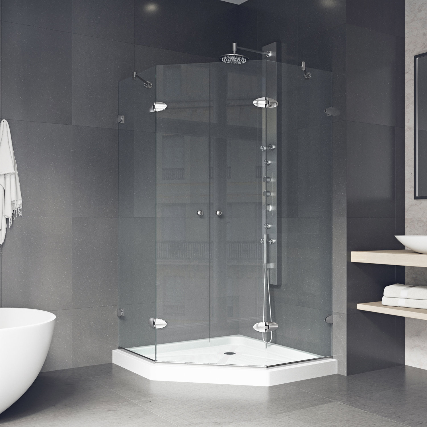 Vigo Gemini 42 13 X 76 75 Neo Angle Hinged Shower Enclosure With