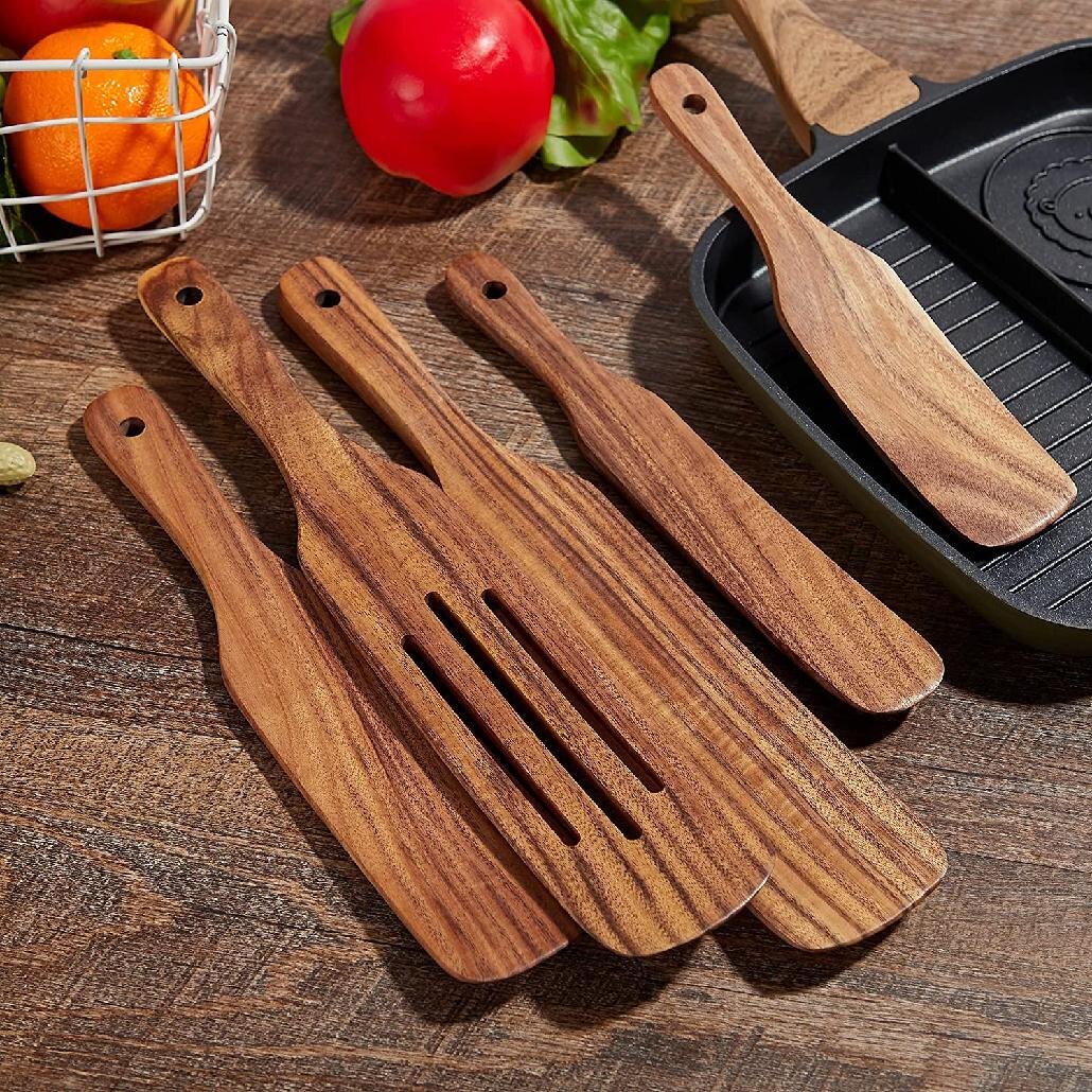 1 Set of 4pcs Wooden Utensils Heat Resistant Cooking Tools Cookware Kitchenware 