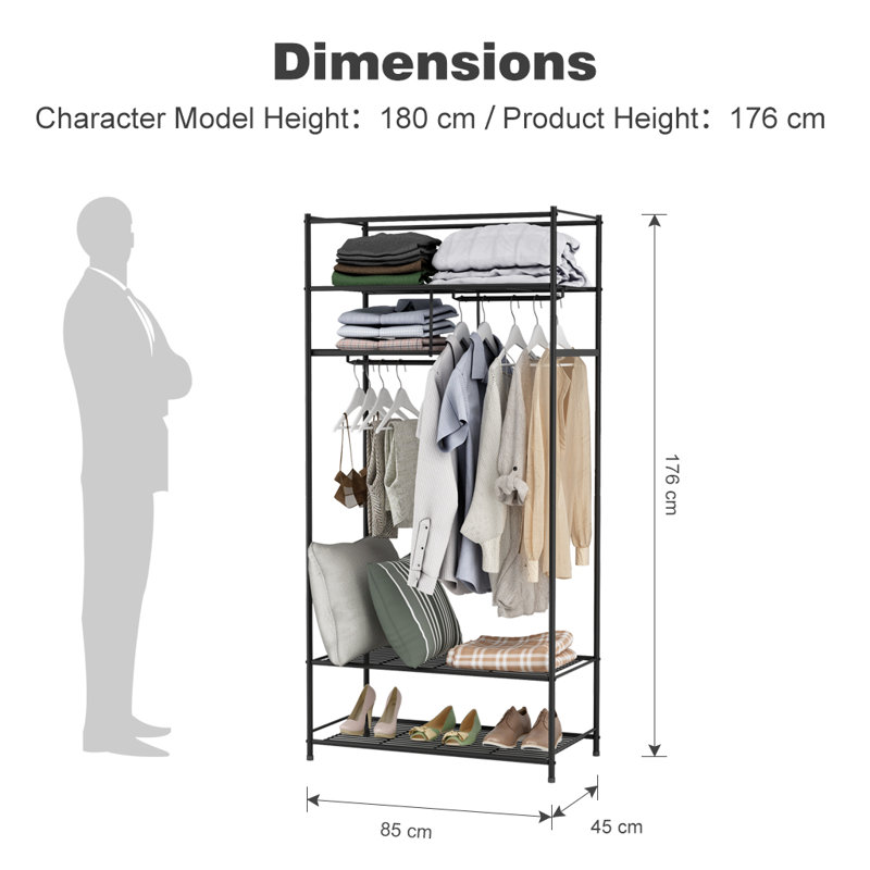 Langria 33 W With 4 Shelves And 2 Hanging Rods Garment Rack Wayfair