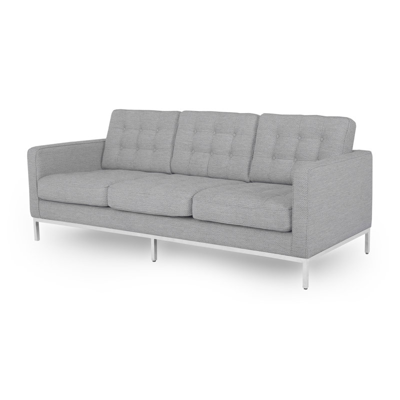 Corrigan Studio Agostini Mid Century Leather 89 Square Arms Sofa