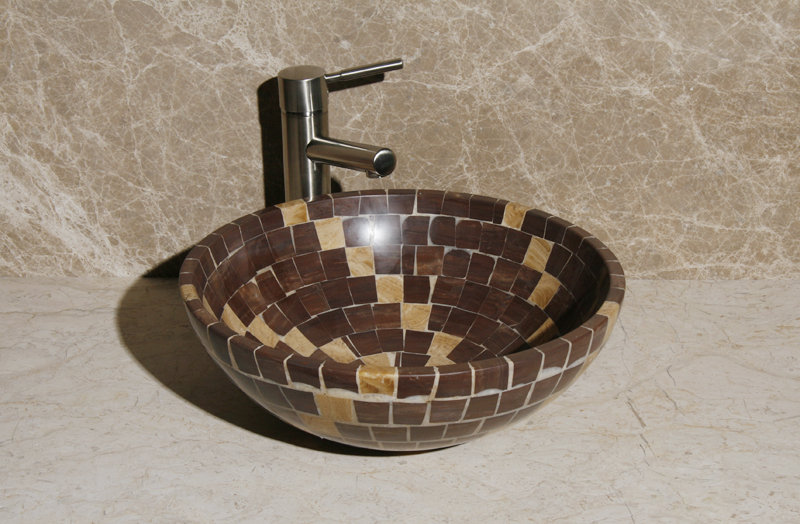L-VMR-SS-16MB Stone Circular Vessel Bathroom Sink