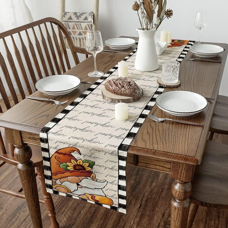 Seasonal Fall Harvest Vintage Kitchen Dining Table Decoration for Indoor Outdoor Home Party Decor 13 x 72 Inch Artoid Mode Buffalo Plaid Watercolor Pumpkin Sunflower Thanksgiving Table Runner 