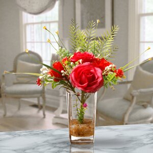 Red Roses in Glass Vase