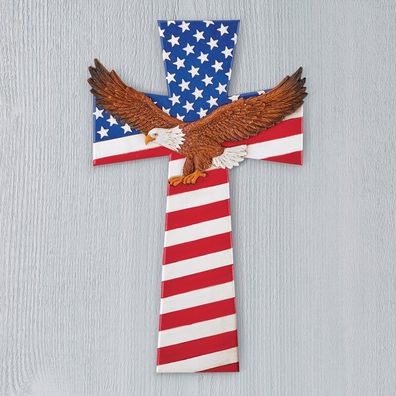 Hand-Painted Americana Majestic Eagle Wall Cross