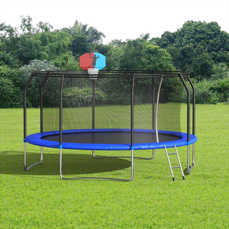 BKB365 14FT Trampoline With Enclosure Kids Trampoline With Basketball ...