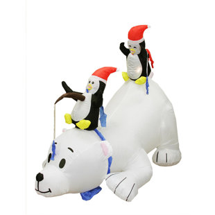 Polar Bear Lawn Decorations Wayfair Inflatable Polar Bear And Penguins Christmas Yard Lighting Display