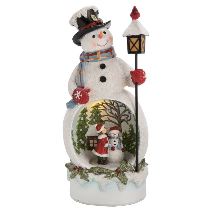 The Holiday Aisle® Resin Light up Musical Snowman with Lamp Diorama ...