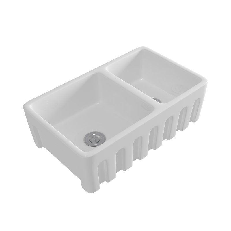 Eridanus Ceramic Procelian White Kitchen Sink 32.75" L X ...