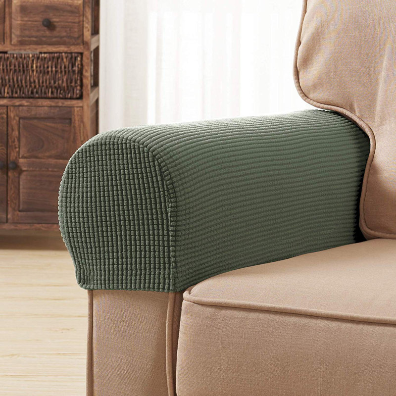 Pack of 2 Polyester Spandex Armrest Slip Covers Armchair Sofa Arms Protector