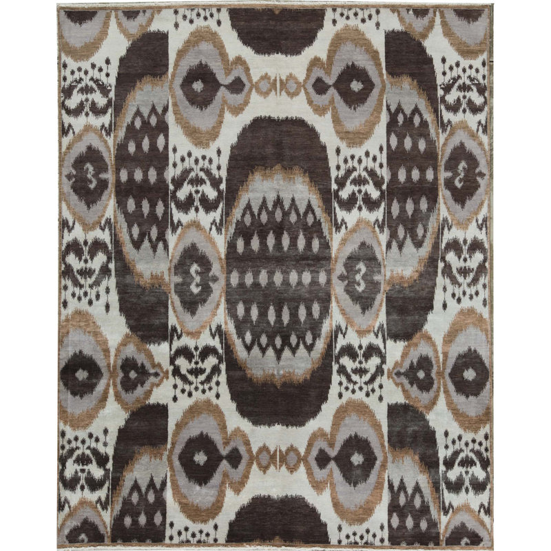 Bokara Rug Co Inc One Of A Kind Ikat Hand Knotted Dark Brown Blue 8 X 10 1 Wool Area Rug Wayfair