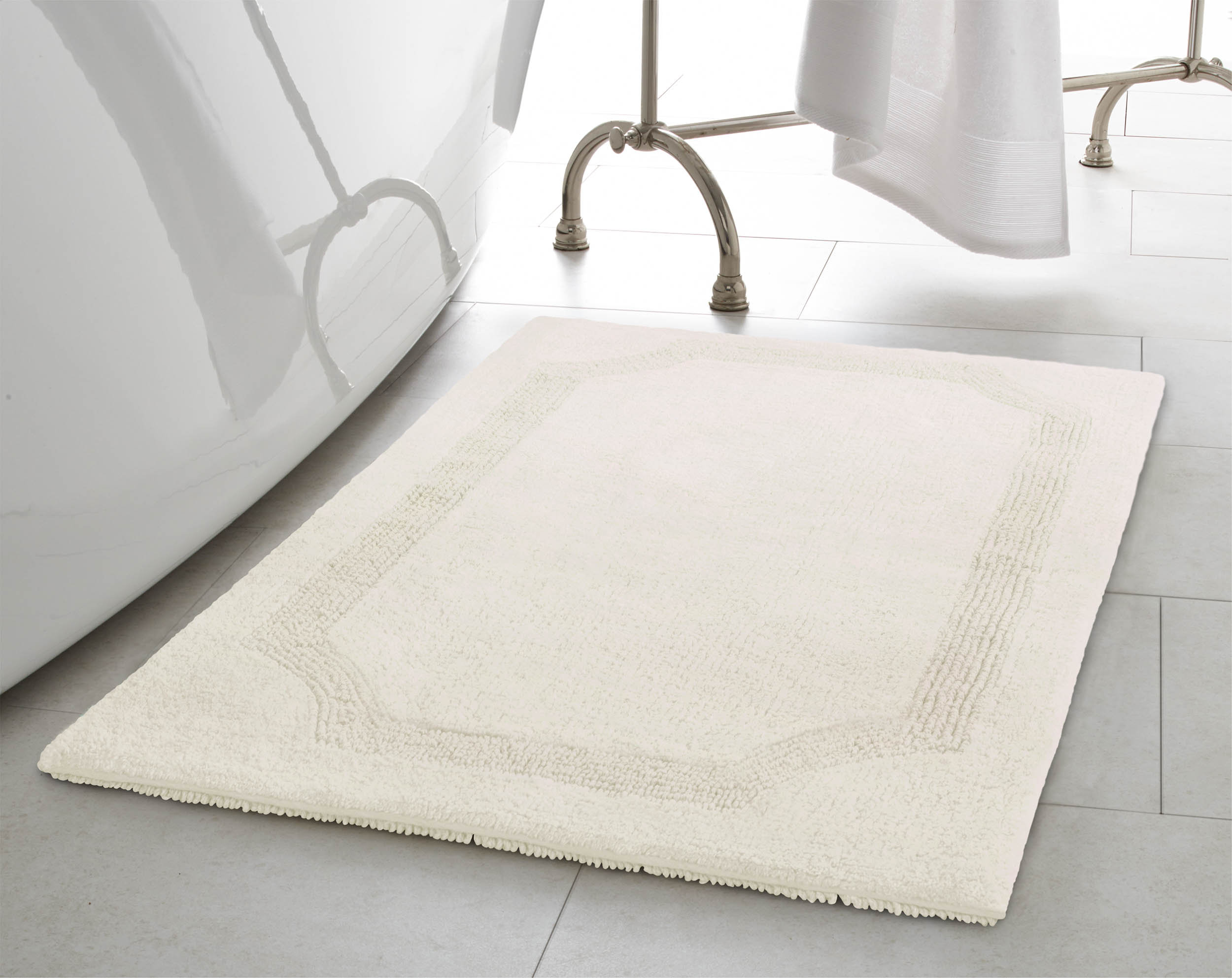 2 Piece Reversible Bath Rug Set Shower Carpet Mat Bathroom Floor Tub Rugs Cotton