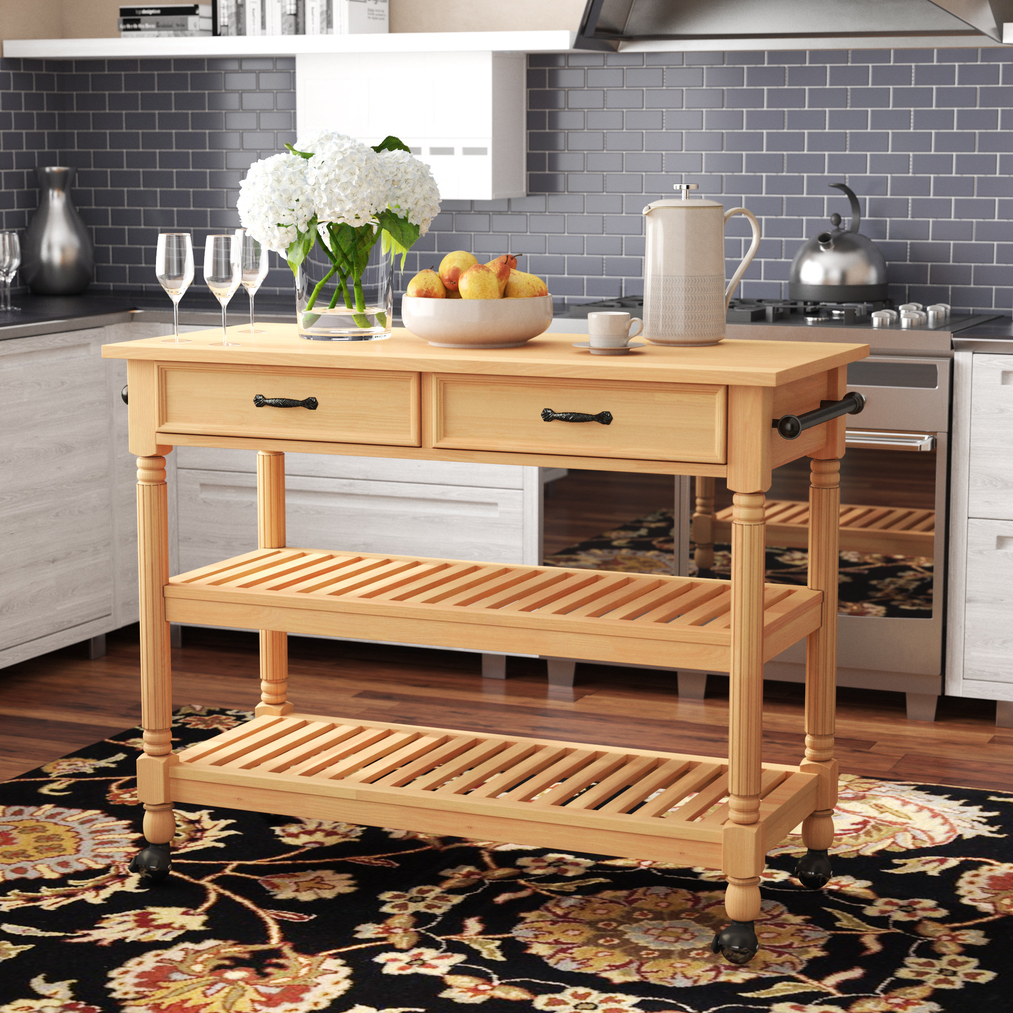 Three Posts Fitzhugh Kitchen Cart Wayfair Ca