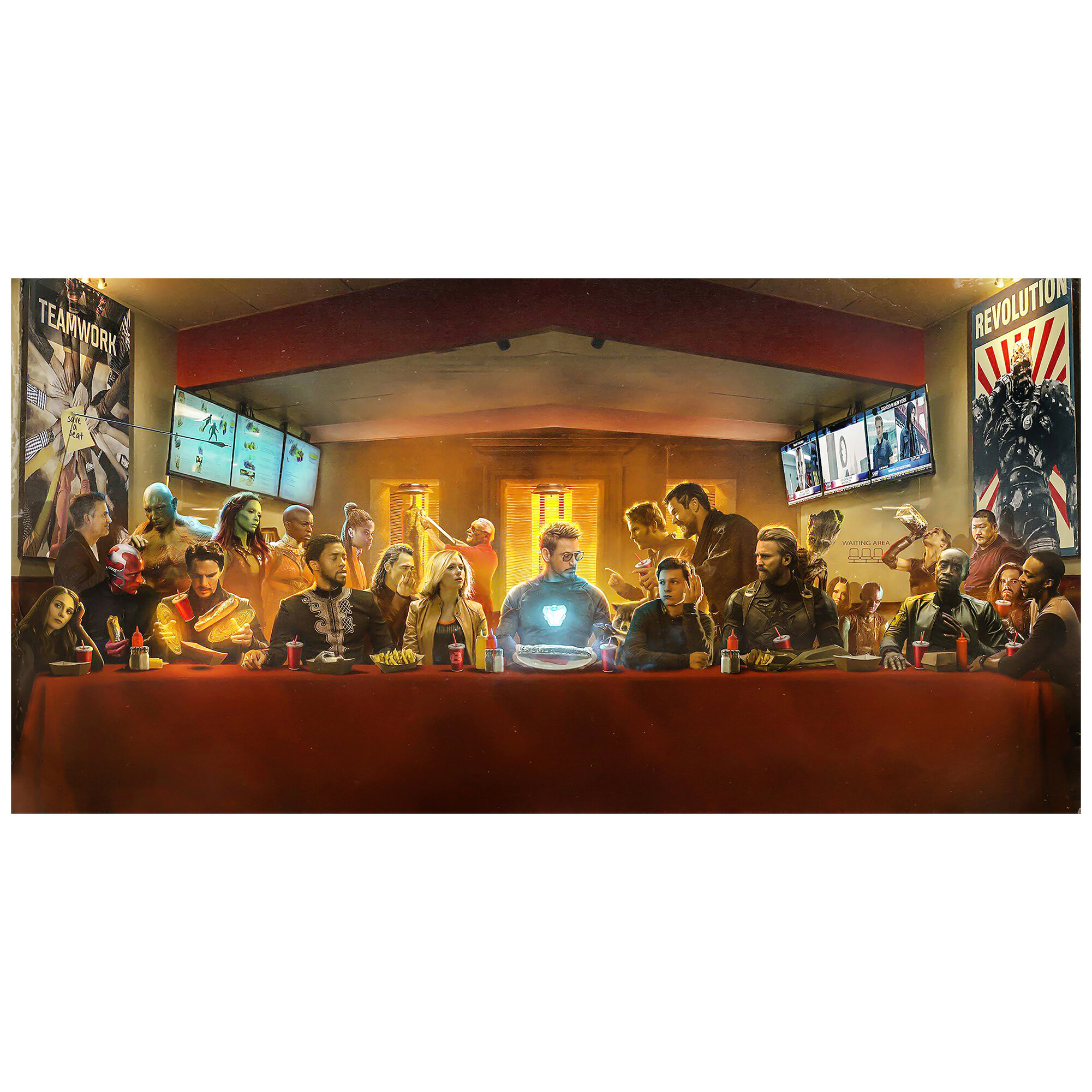 Poster 42x24 cm Vengadores Avengers Infinity War La Ultima Cena The Last Supper 