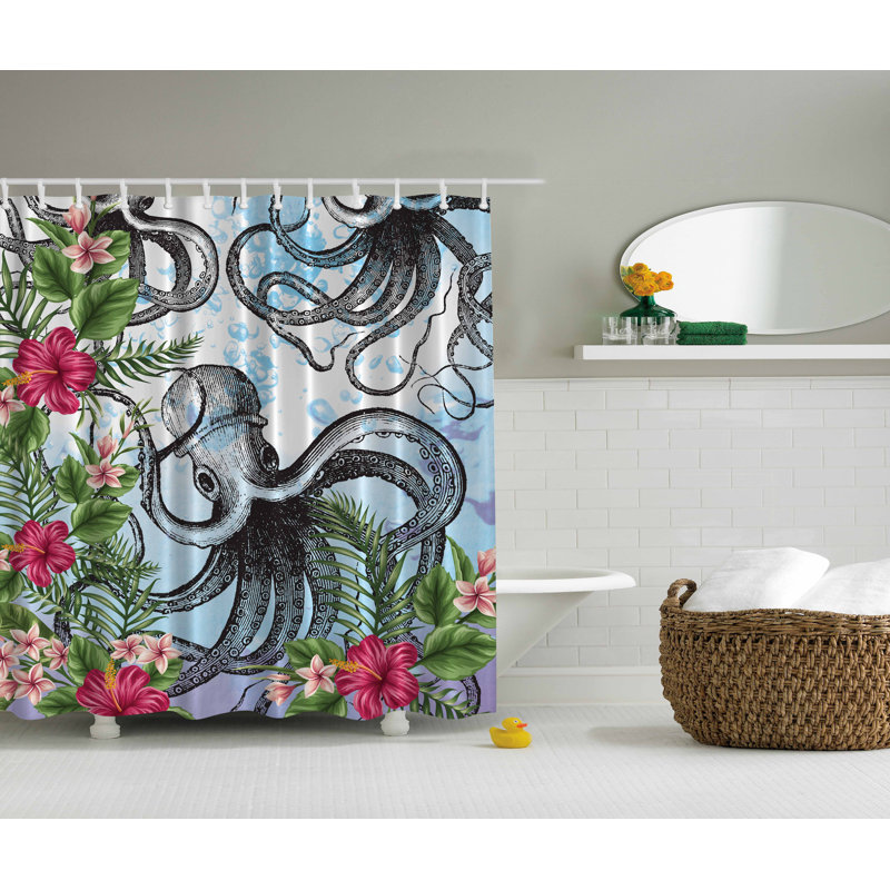 East Urban Home Octopus In Tropical Underwater Print Single Shower Curtain Reviews Wayfair