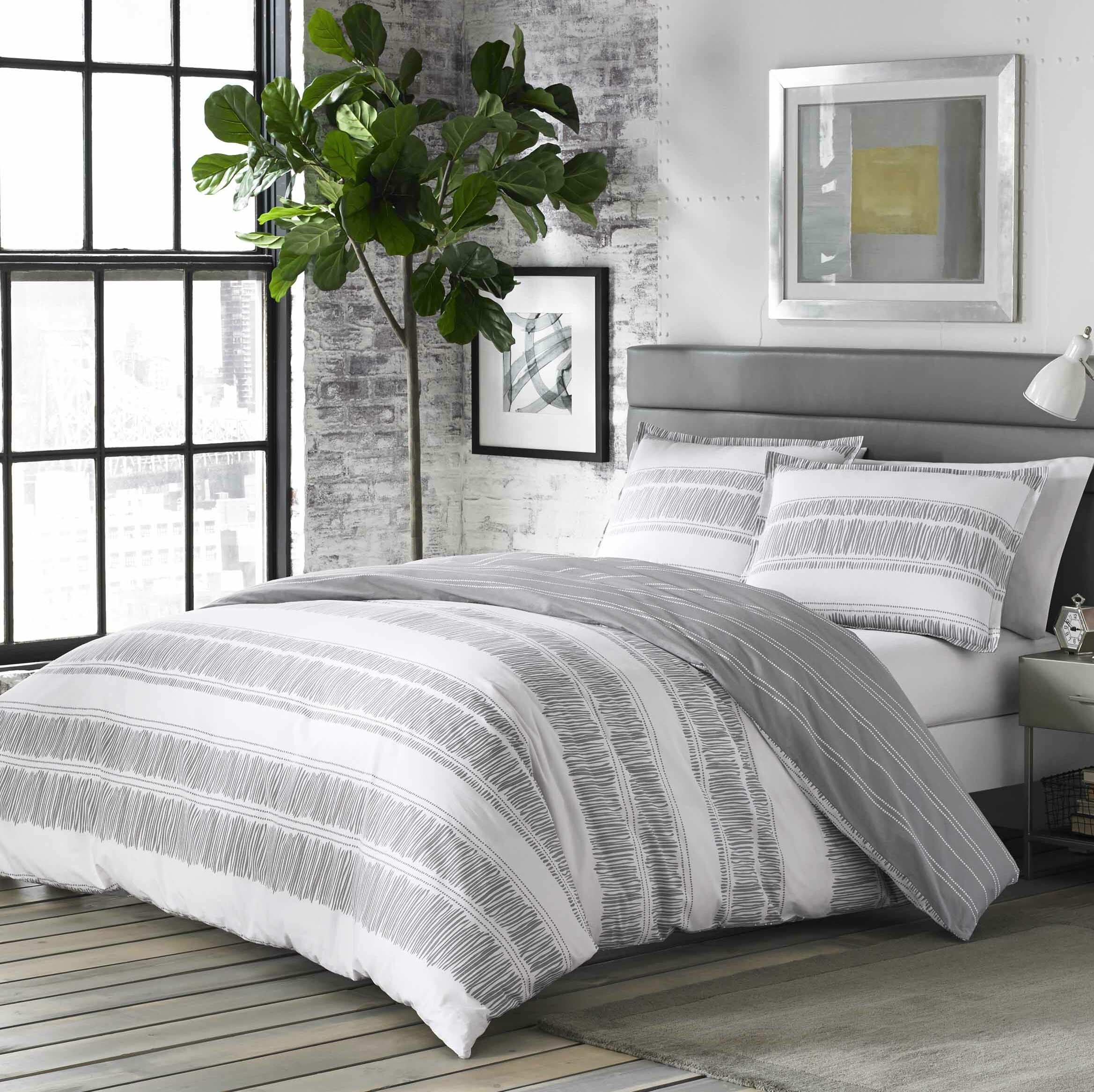 gray and white comforter king
